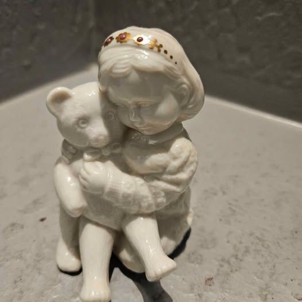 Lenox Fine Porcelain Girl with Teddy Bear Figurine